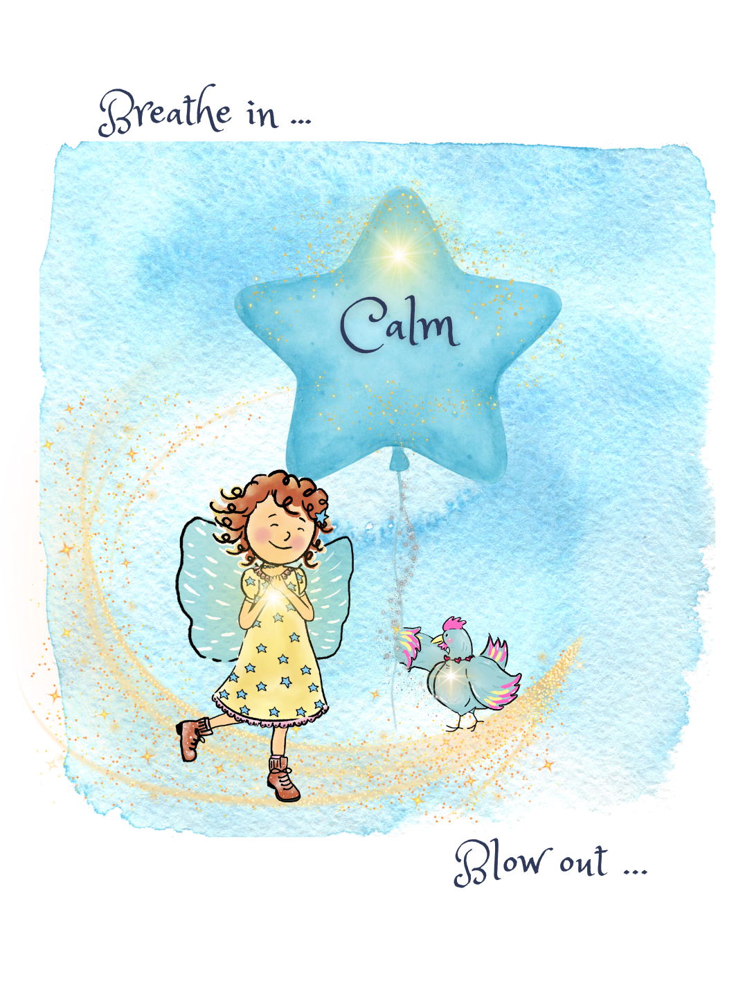 Mindfulness Card Deck sample card with whimsical illustration | Stories with Starlight