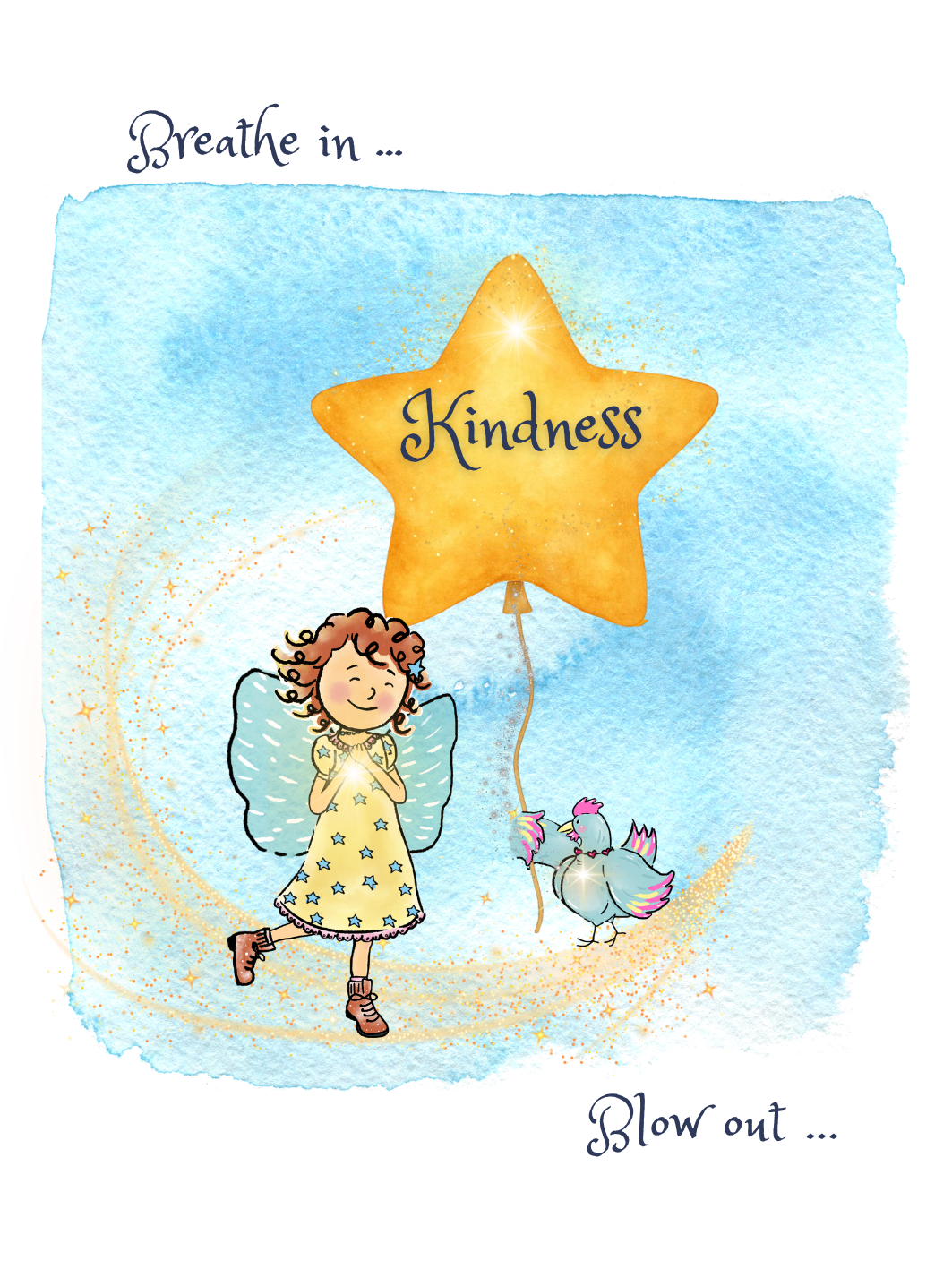 Mindfulness Card Deck sample card with whimsical illustration | Stories with Starlight